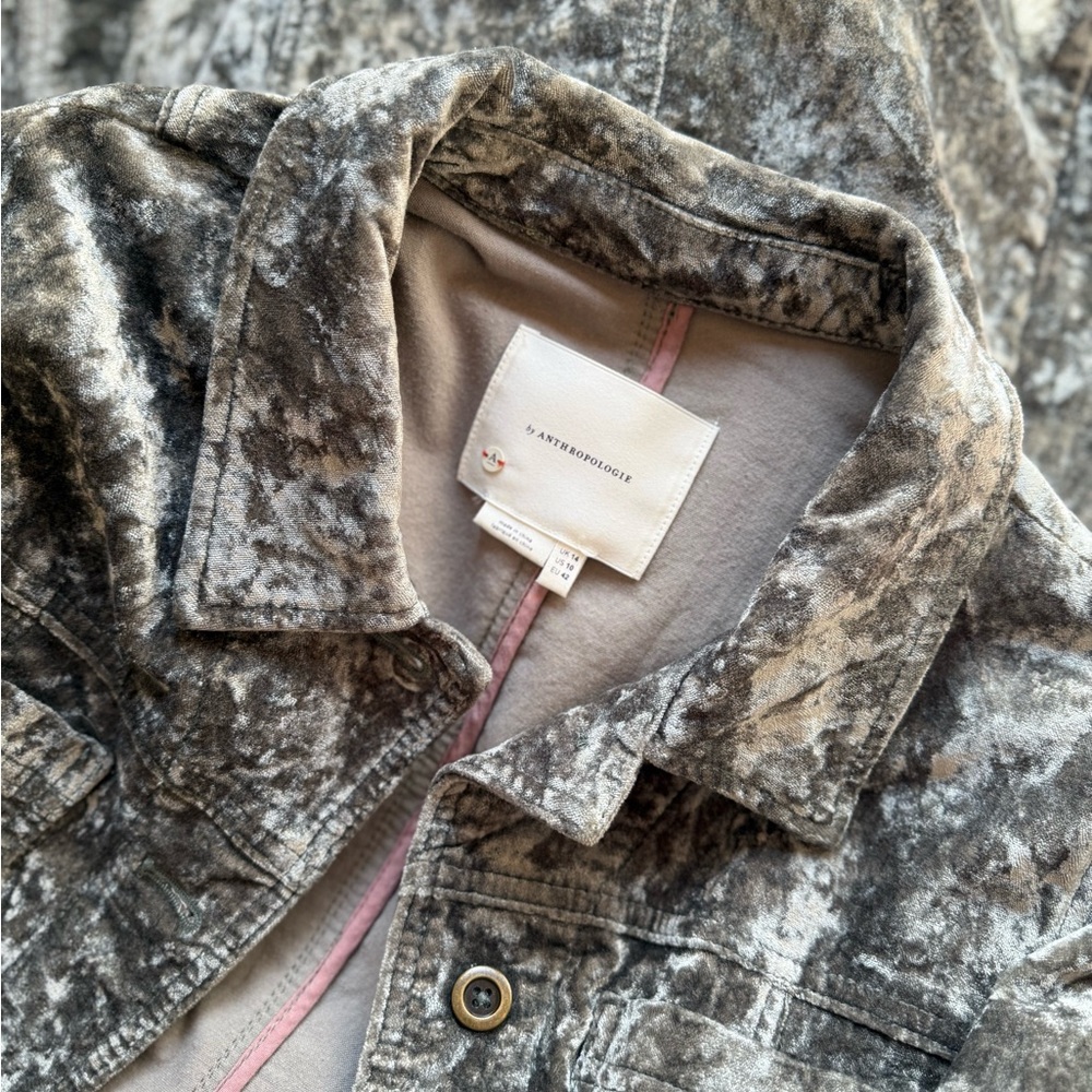 Anthropologie Olive Green Mineral Wash Long Jacket Coat Size 10 - Picture 3 of 16